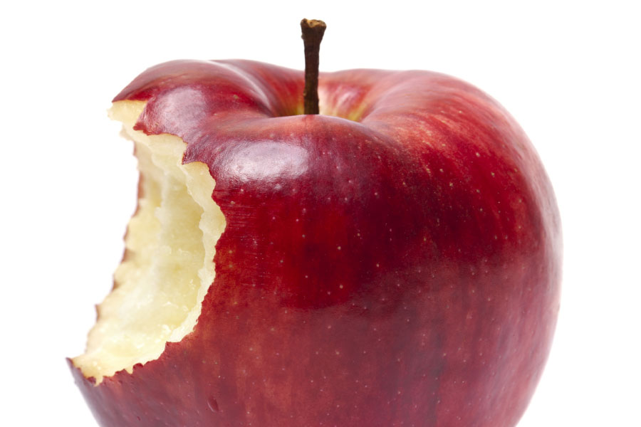 Red apple with a bite out of it